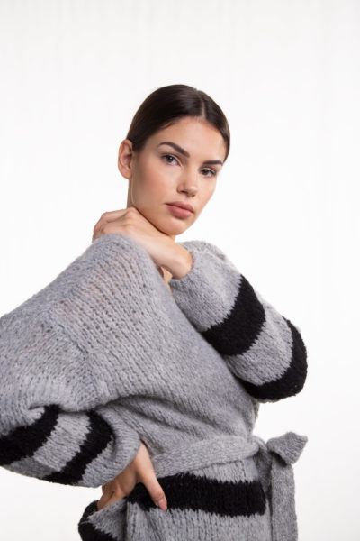 WRAP JUMPER WITH 2 STRIPES