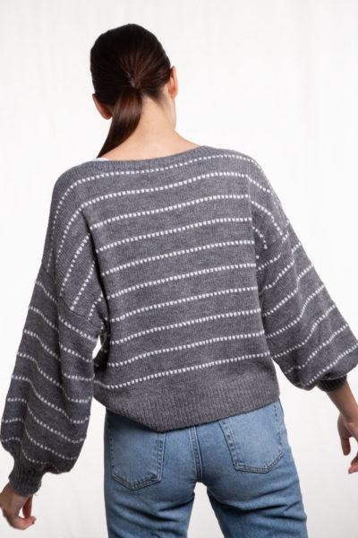 STRIPED JUMPER WITH BALLOON SLEEVES