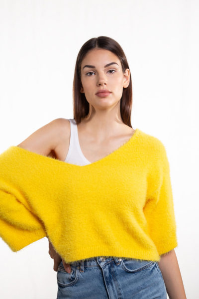 MID SLEEVE V-NECK SWEATER