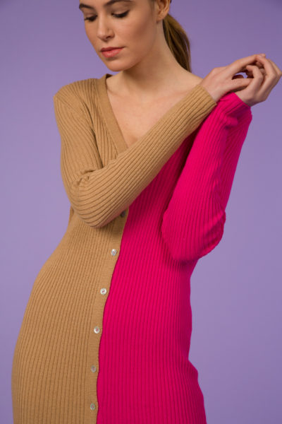LONG TWO-TONE CARDIGAN